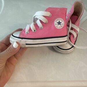 Converse Pink and White High-Top Sneakers